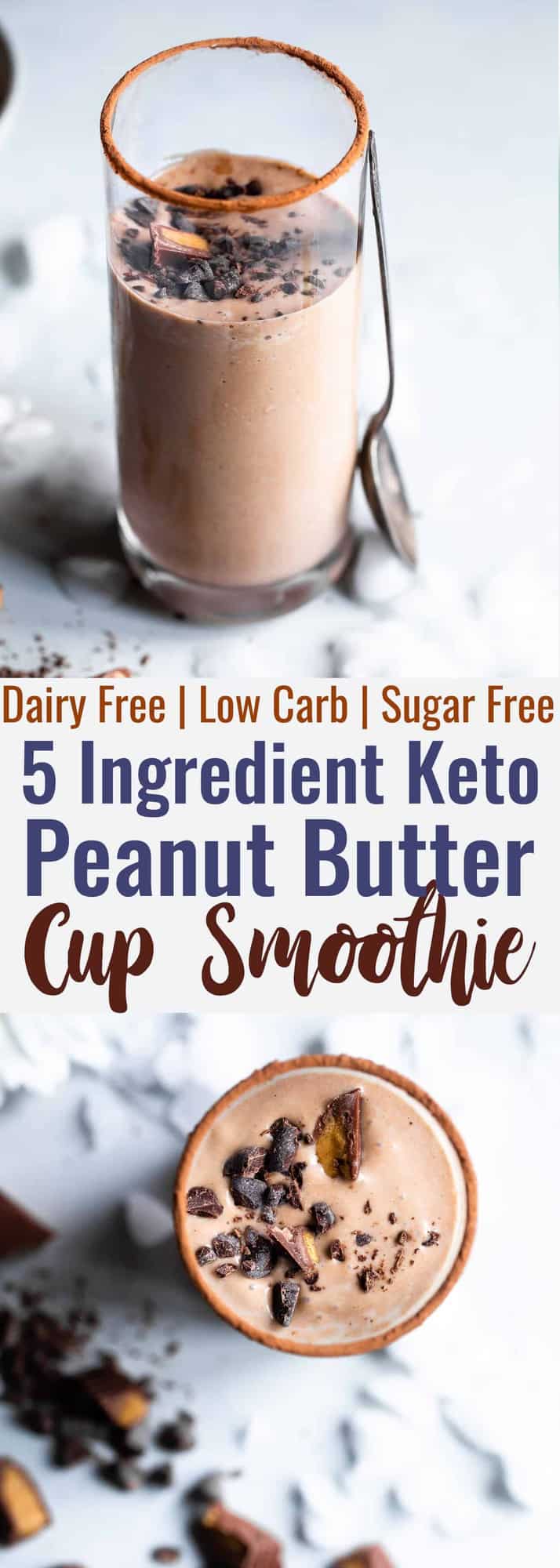 Peanut butter keto low carb smoothie with almond milk