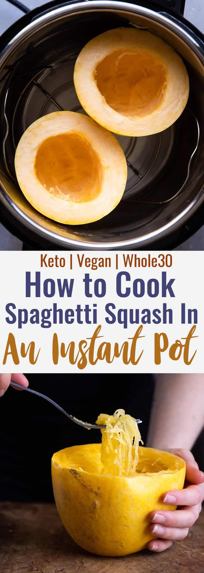 Instant Pot Spaghetti Squash - Learn how to cook Instant Pot Spaghetti Squash! It's super quick and easy, great for meal prep and low carb, gluten free, vegan and whole30 too! | #Foodfaithfitness | #Glutenfree #Paleo #Lowcarb #Keto #InstantPot