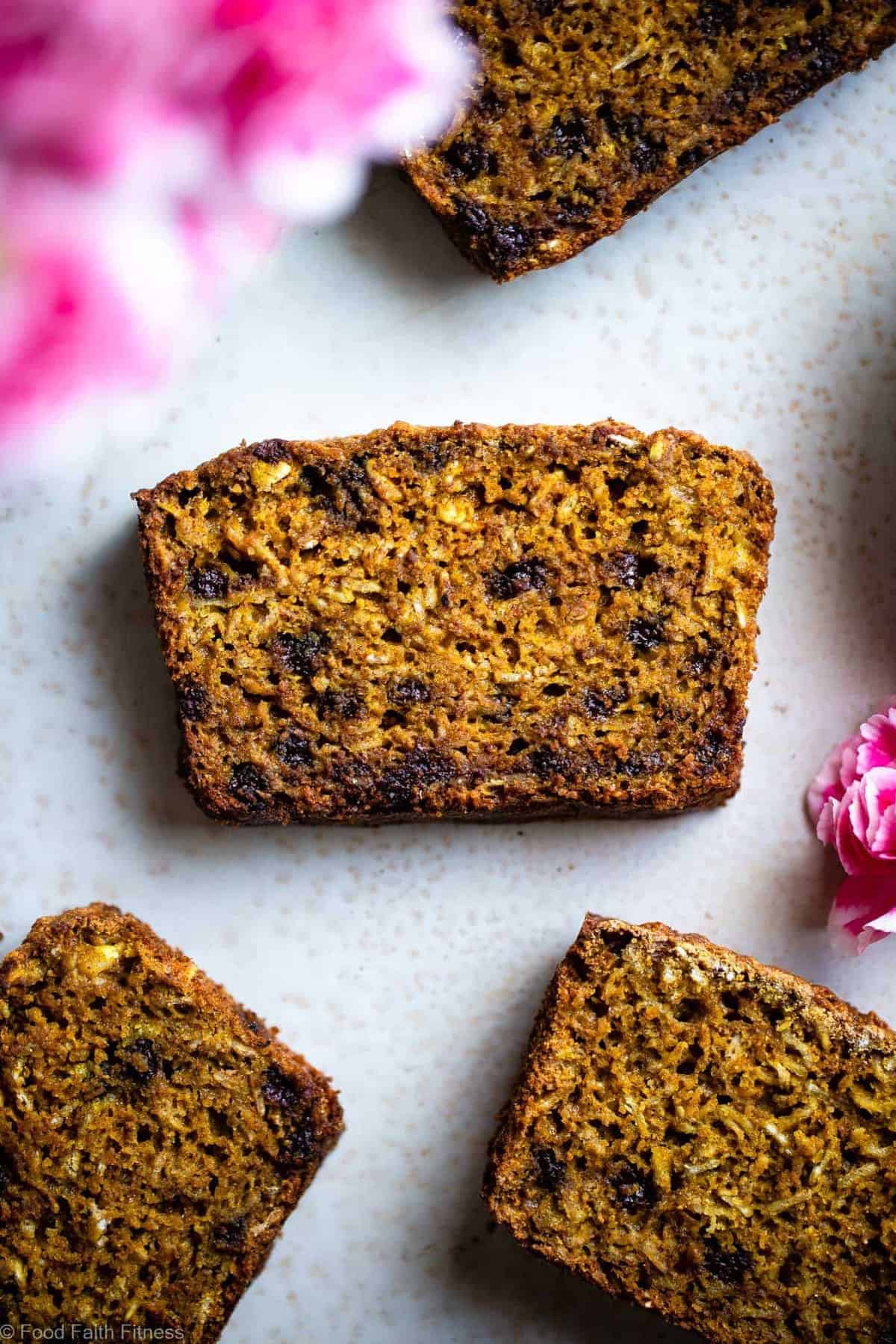 Gluten Free Turmeric Chocolate Chip Bread - This healthy turmeric bread is spicy-sweet and has melty chocolate chips! A gluten free and dairy free breakfast or snack that is anti-inflammatory! | #Foodfaithfitness | 