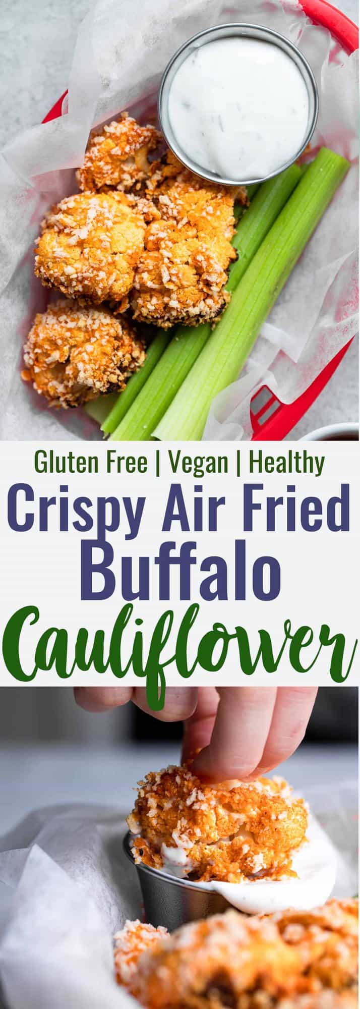 Collage image of air fryer cauliflower