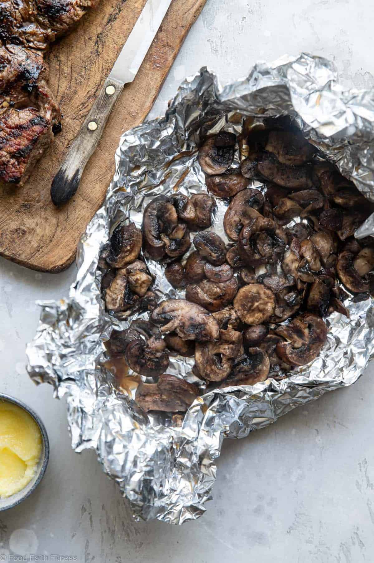 Grilled mushrooms in a tinfoil packet 