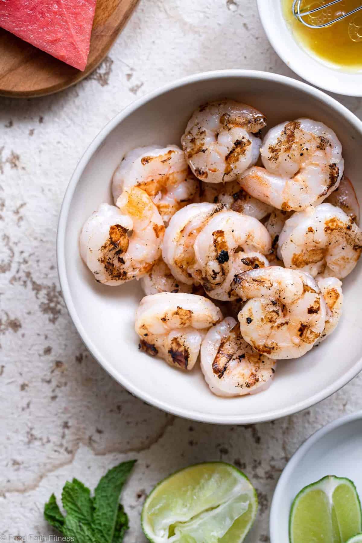 Grilled shrimp in a bowl