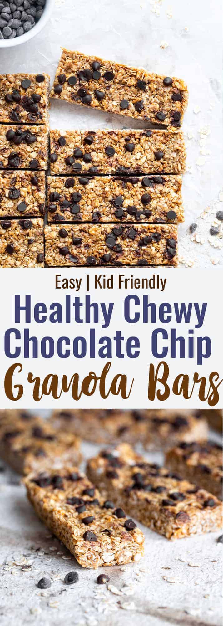 Collage of 2 images of healthy chewy granola bars recipe