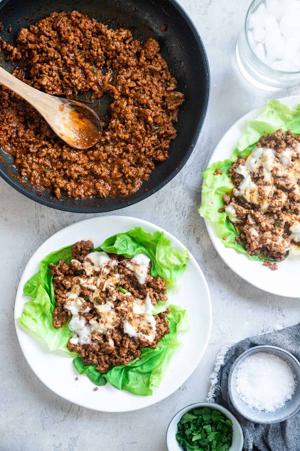 Overhead photo of Low Carb Keto sloppy joes on a table