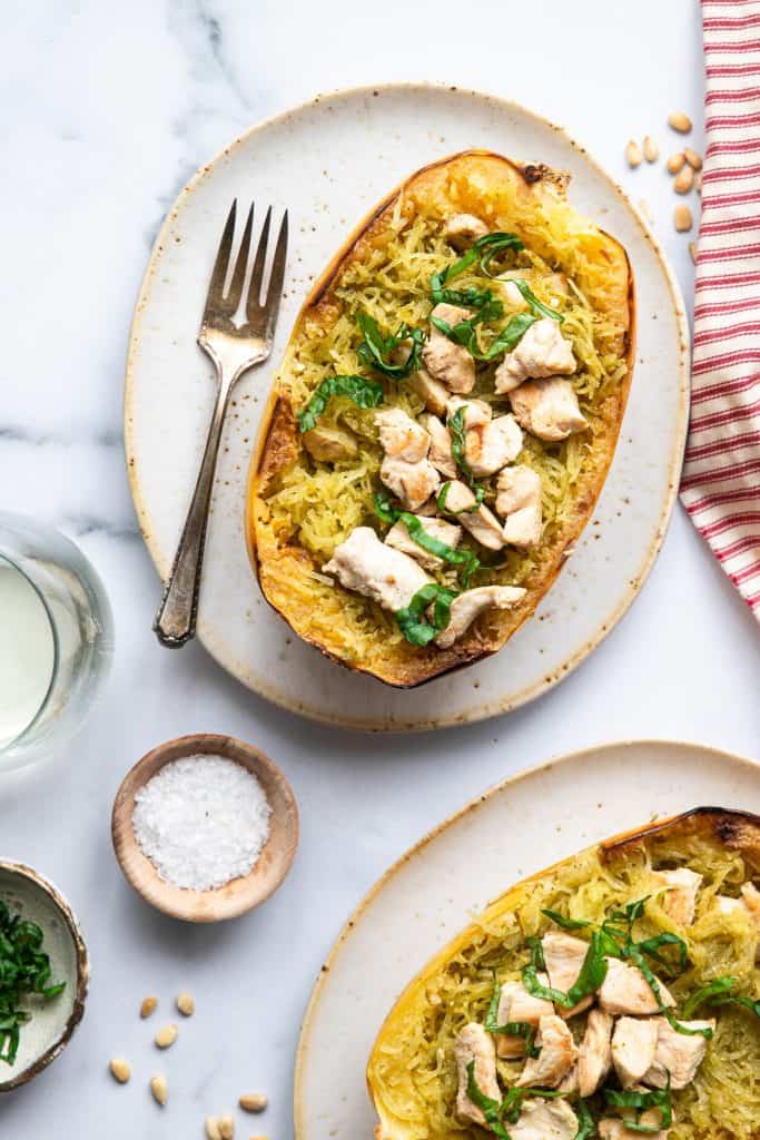 Chicken Pesto Spaghetti Squash Food Faith Fitness