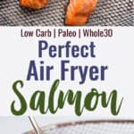 Air fryer salmon collage photo