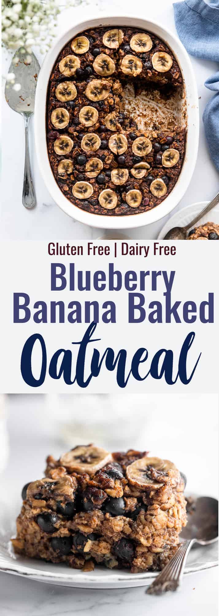 Blueberry Banana Baked Oatmeal collage photo