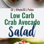 collage photo of crab avocado salad recipe