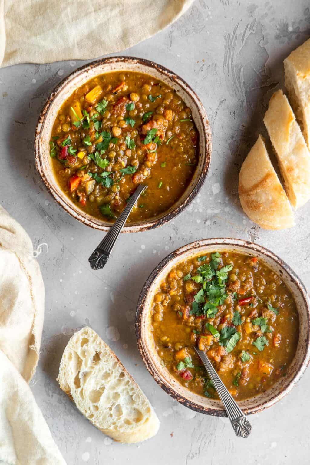 Vegan Coconut Curry Lentil Soup | Food Faith Fitness