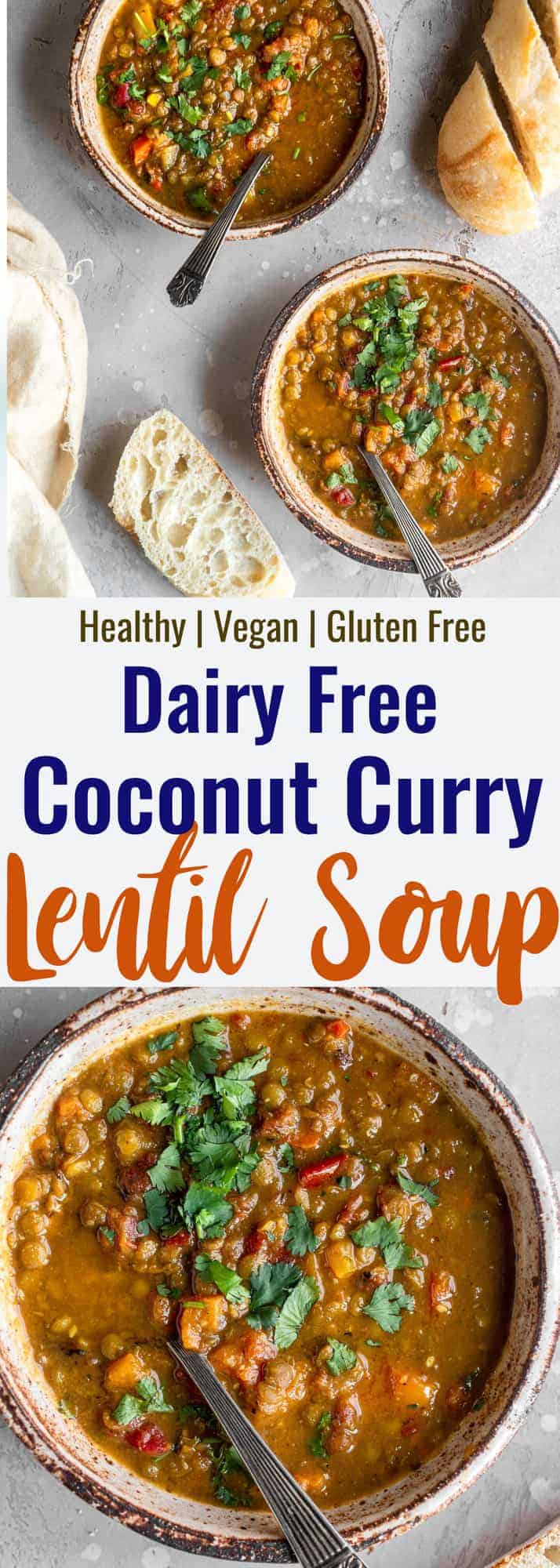 curry lentil soup collage photo