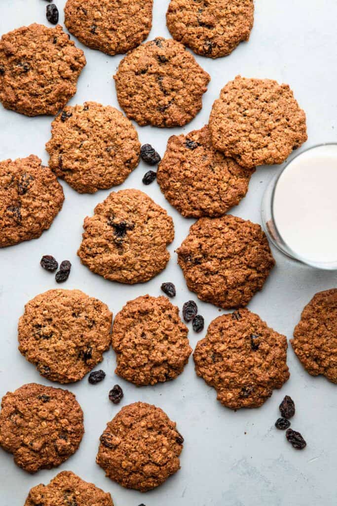 a bunch of Almond Flour Oatmeal Cookies on a table