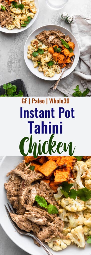 Instant Pot Tahini Chicken collage photo