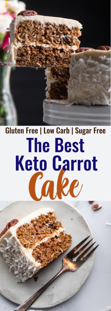 Low Carb Keto Carrot Cake collage photo
