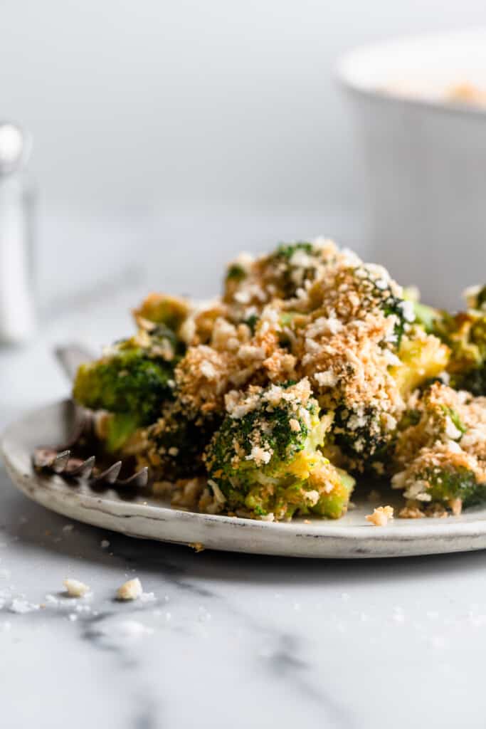 a large serving plate of Healthy Broccoli Casserole