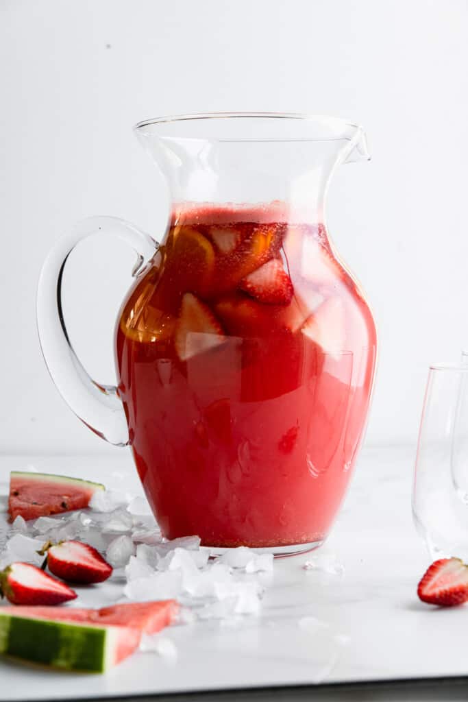a large pitcher filled with Watermelon Sangria