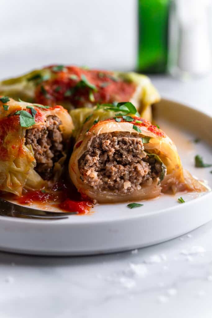 Keto Cabbage Rolls on a plate