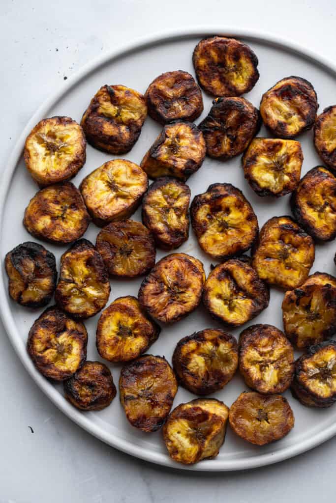 baked Air Fryer Plantains on a serving plate