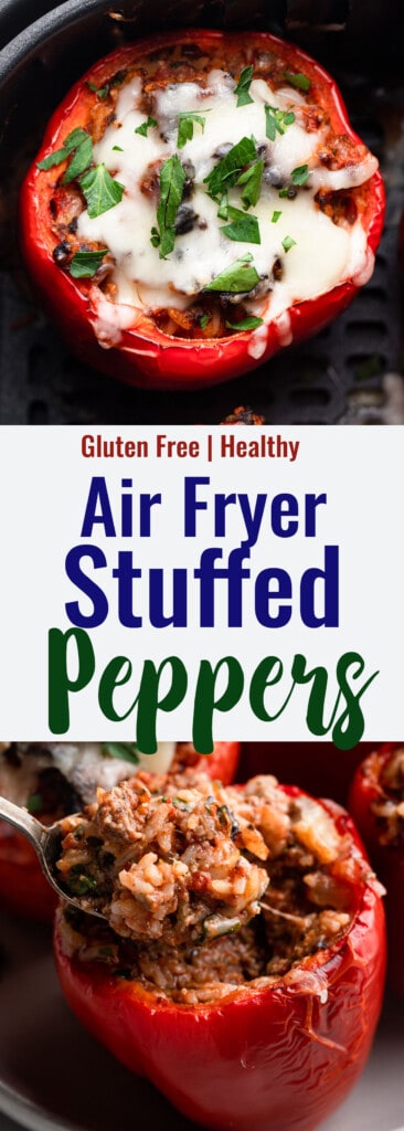 Air Fryer Stuffed Peppers collage photo