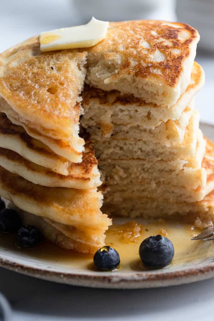 a large stack of Dairy Free Pancakes