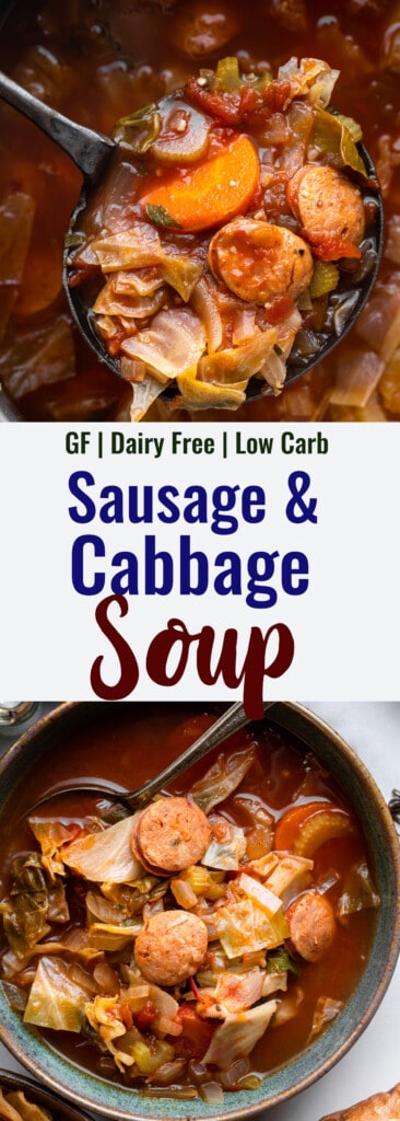Cabbage Soup with Sausage collage photo