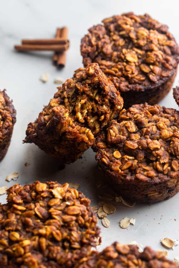 Pumpkin Oatmeal Muffins on a table