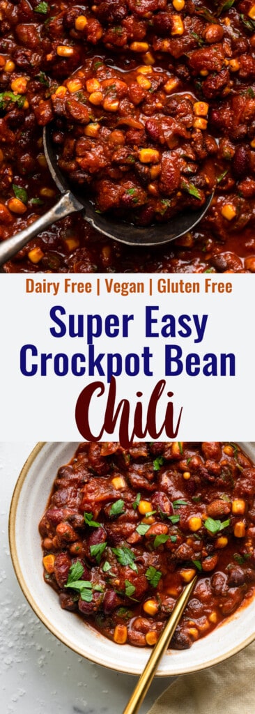 Crock Pot Bean Chili collage photo