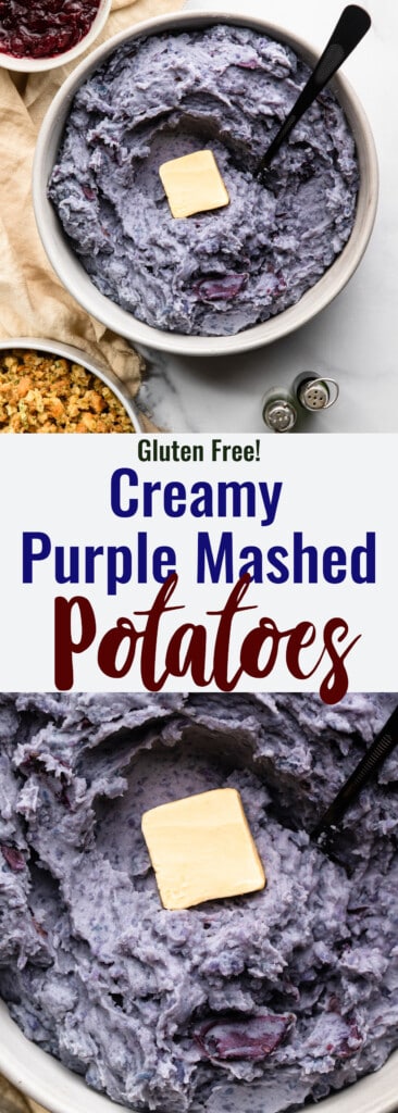 Photo collage de purée de pommes de terre violette