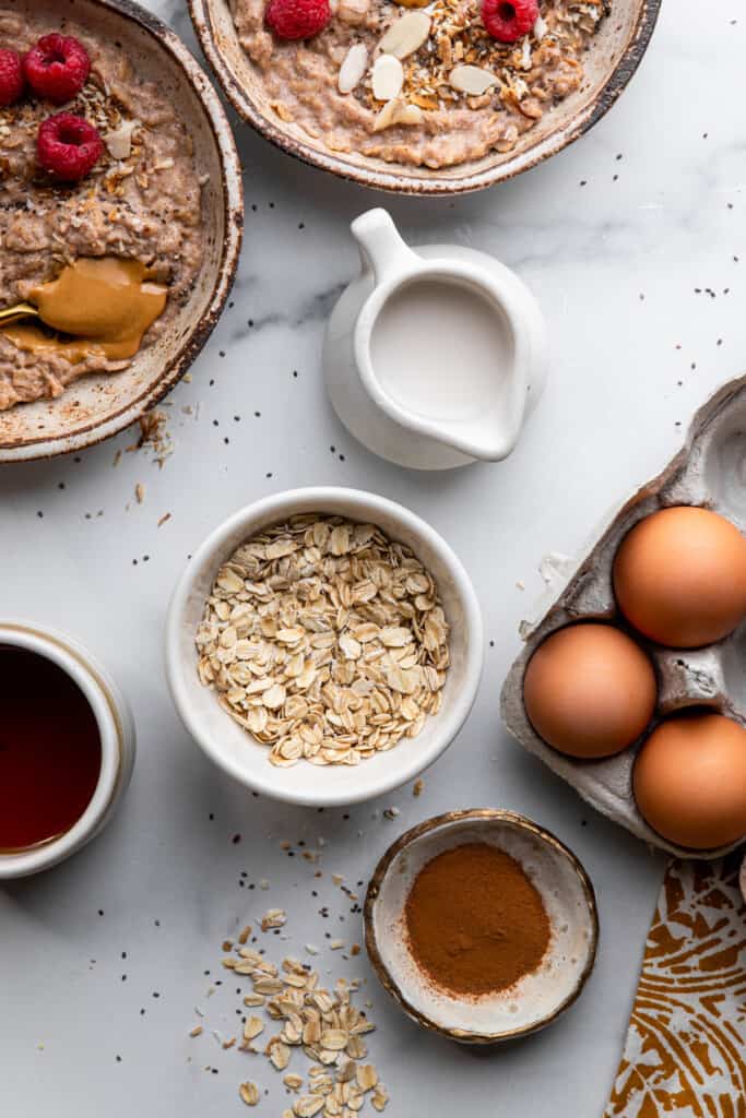 ingredients for Egg White Oatmeal on a table