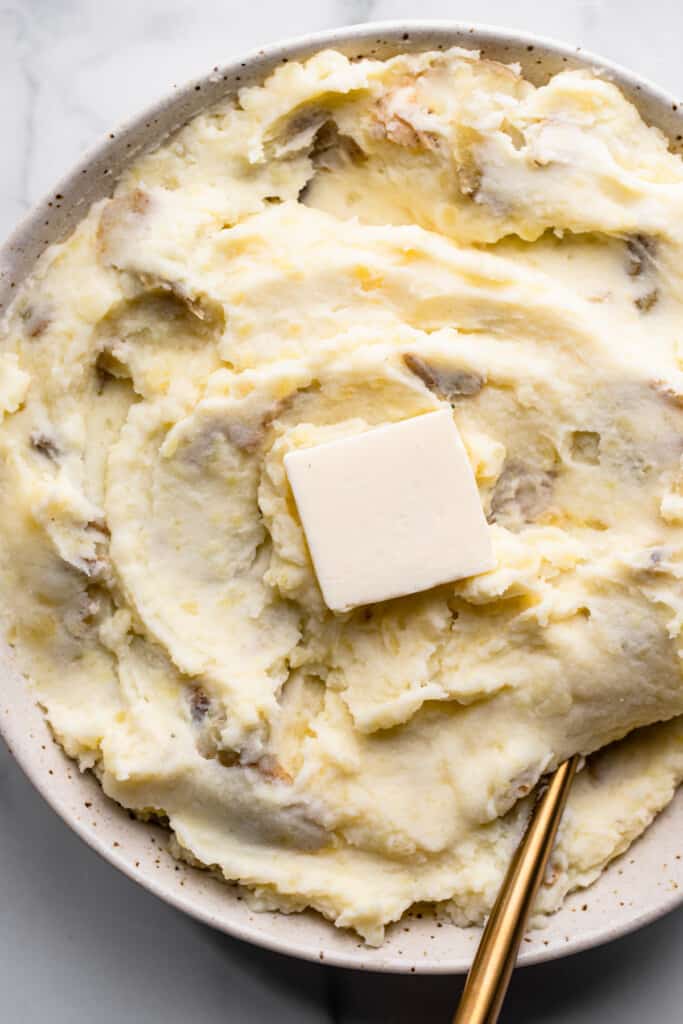 Healthy Mashed Potatoes with butter on top