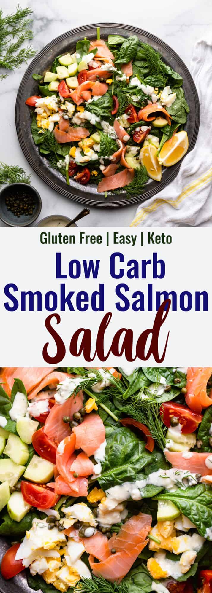 Photo collage de salade de saumon fumé
