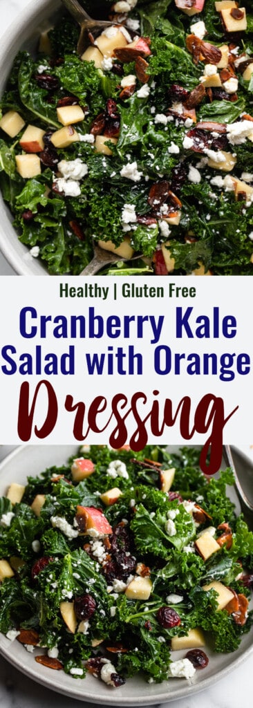Kale Salad with Cranberries collage bowl