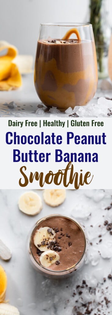 Chocolate Peanut Butter Banana Smoothie photo collage