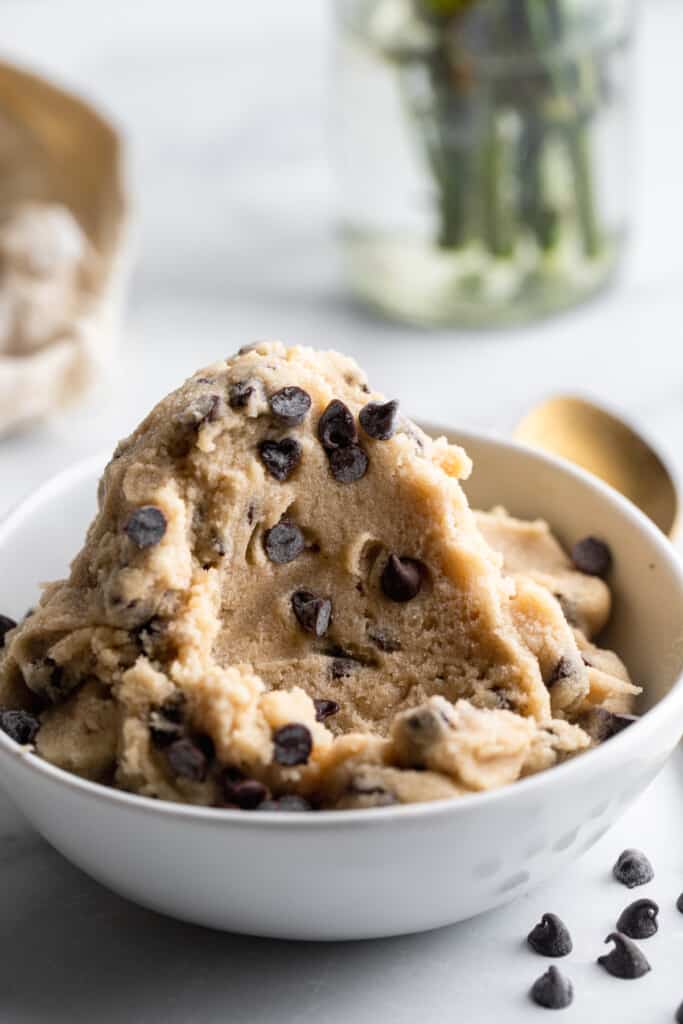 a bowl of Gluten Free Cookie Dough on a table