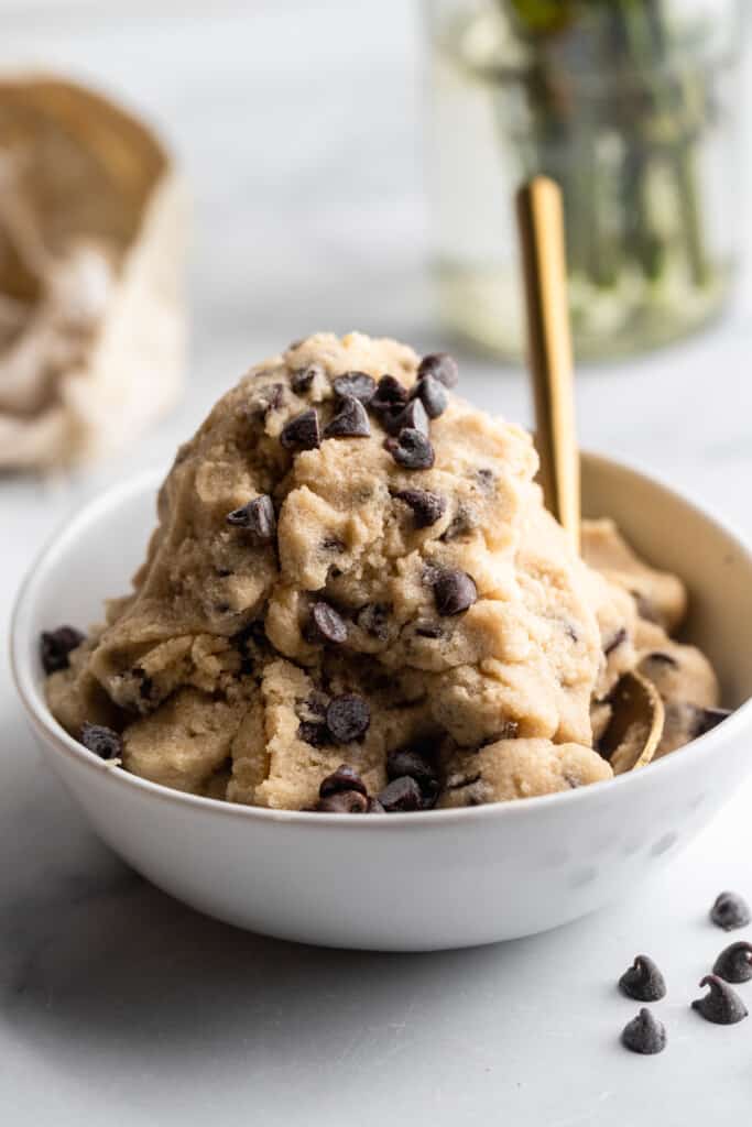 a bowl of Gluten Free Cookie Dough with a spoon