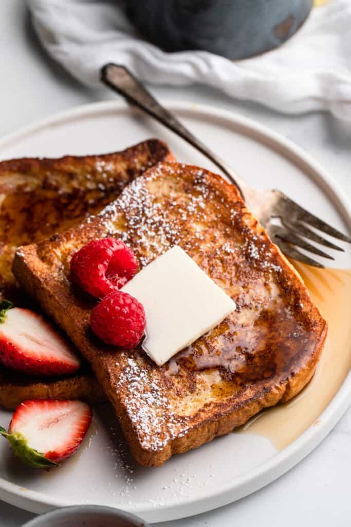 Healthy French Toast with raspberries and butter
