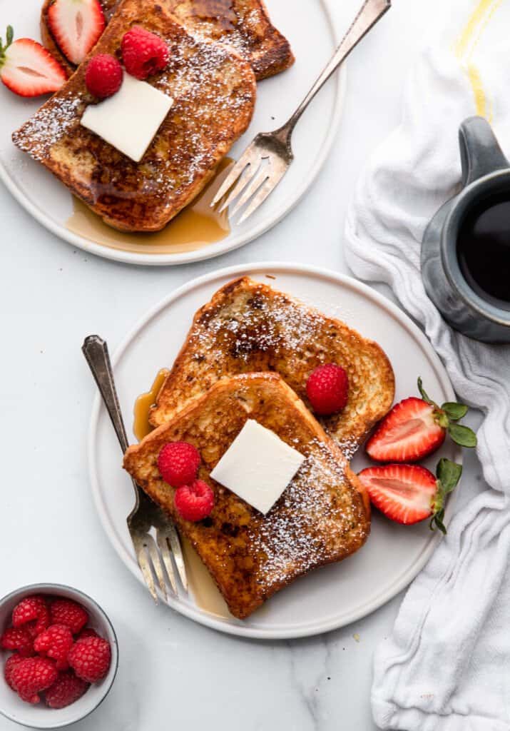 Healthy French Toast on a plate with toppings