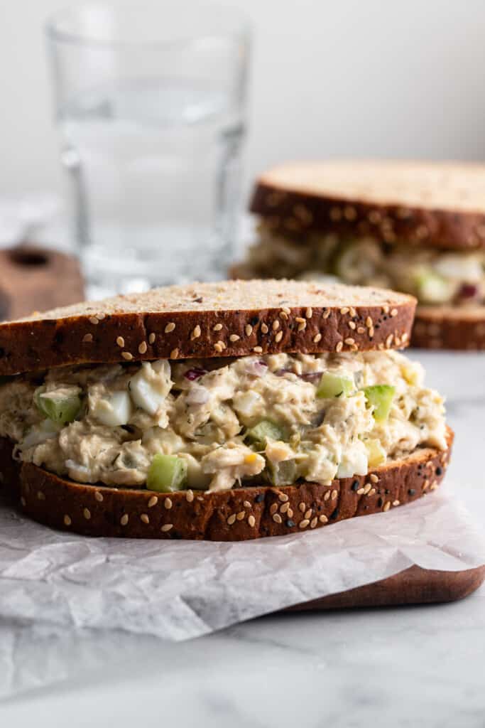 Tuna Salad Recipe with Egg on a sandwich