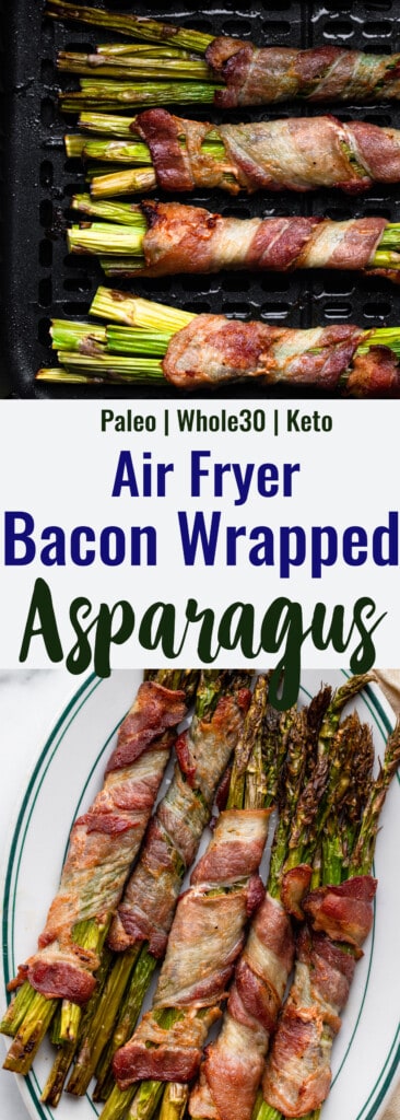 Collage de fotos Air Fryer Bacon envuelto con espárragos