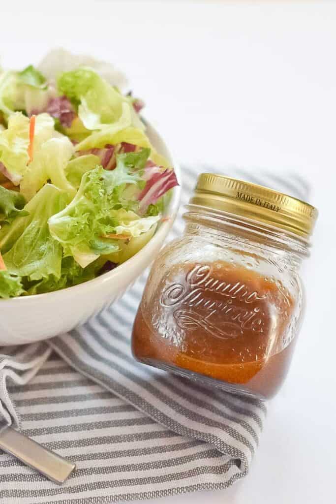 Salad and salad dressing in a jar
