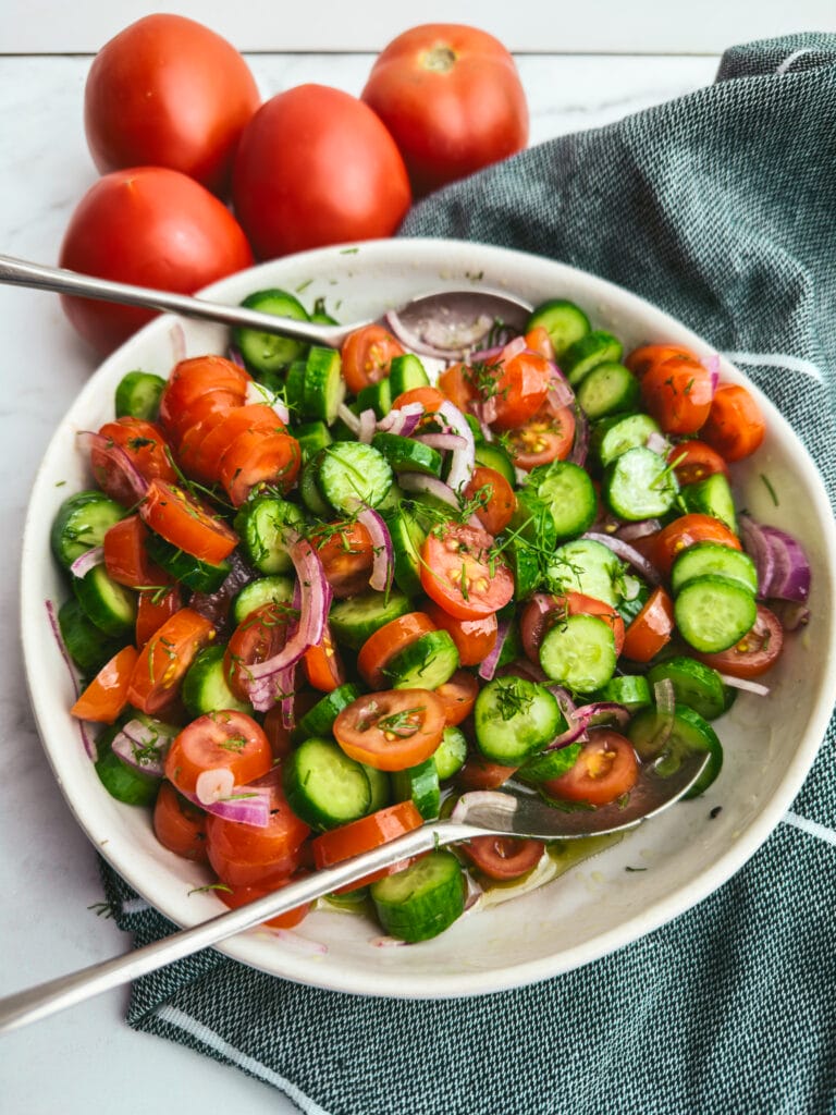 Cucumber and Tomato Salad (with Onions) featured