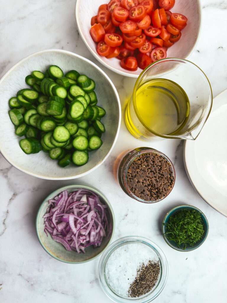 Cucumber and Tomato Salad (with Onions) ingredients
