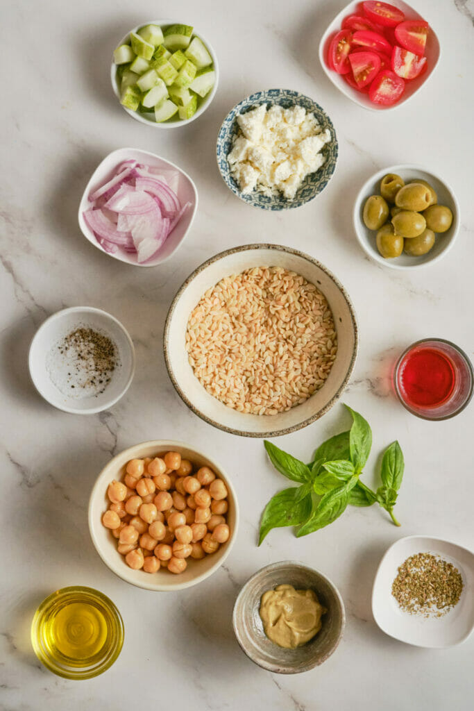 The Best Orzo Salad ingredients