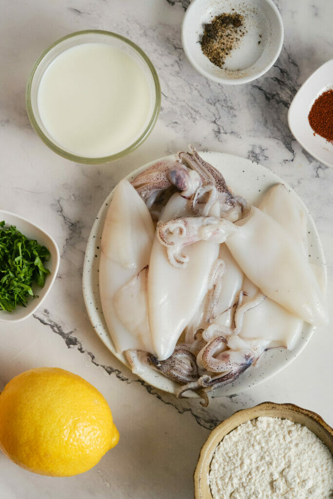 Homemade Crispy Fried Calamari ingredients
