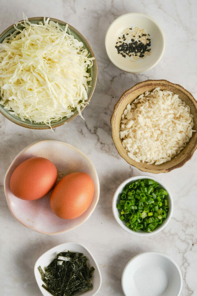 Okonomiyaki Recipe (Japanese Pancakes) ingredients