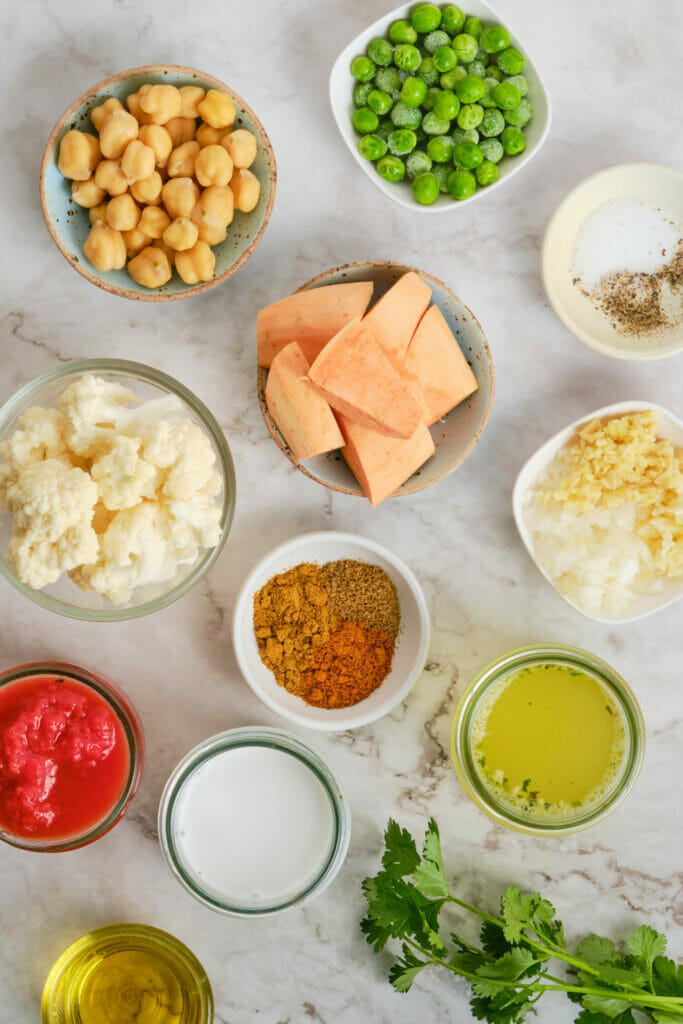Easy Vegetable Curry ingredients