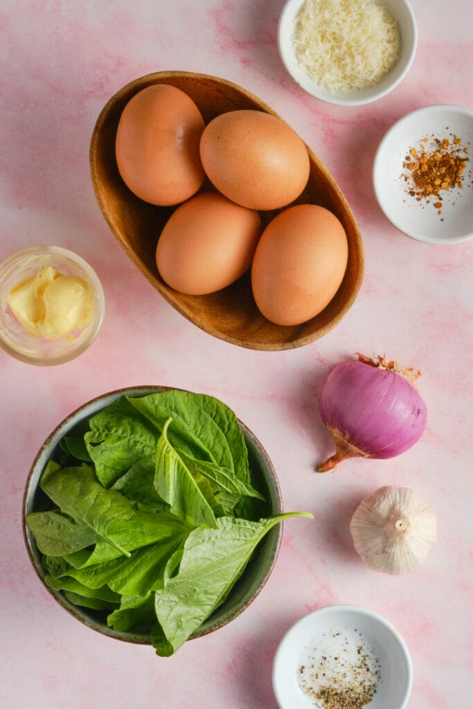 Scramble Eggs with Spinach featured image ingredients