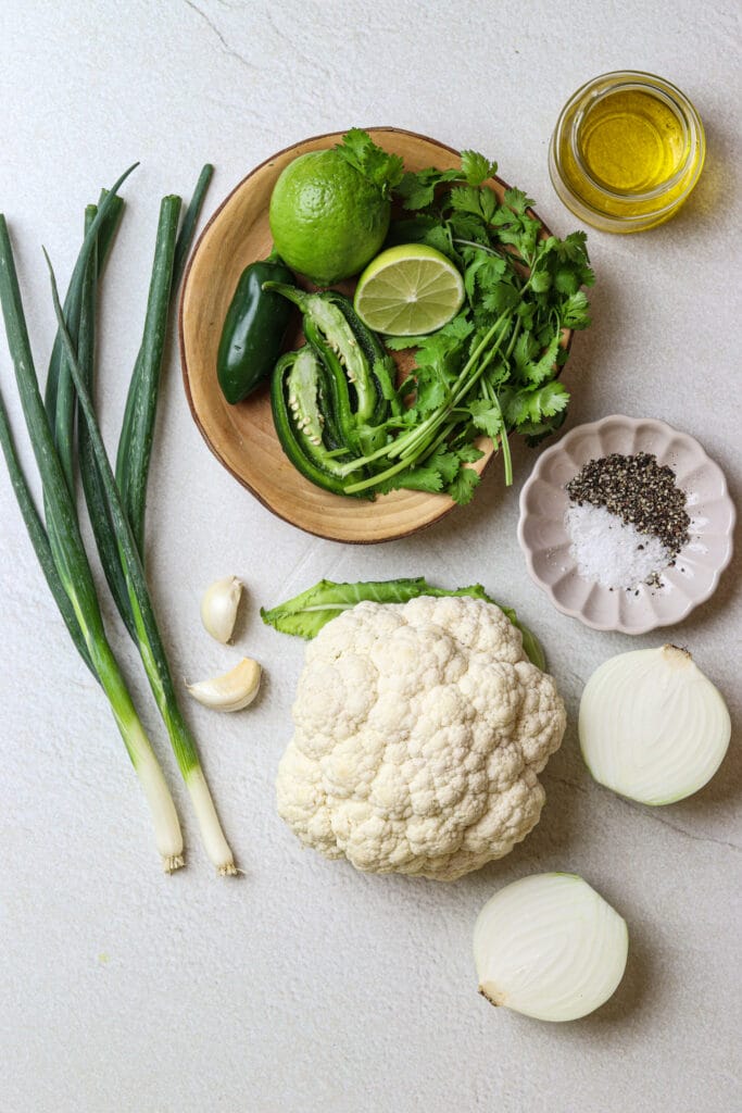 Green Cauliflower Rice Recipe ingredients
