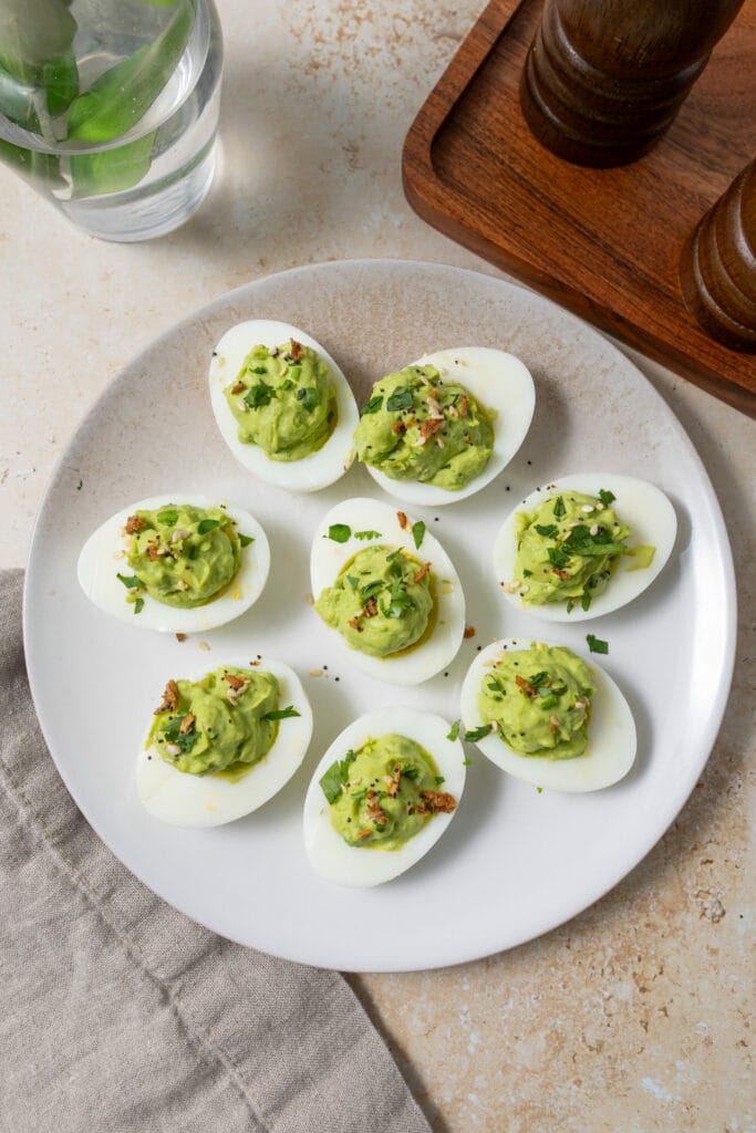 Avocado Deviled Eggs Recipe featured image top view