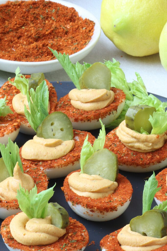Bloody Mary Deviled Eggs Recipe featured image above