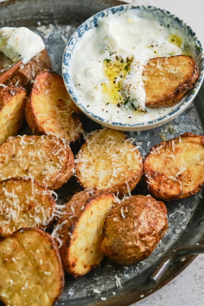Parmesan Potatoes Recipe featured image side shot